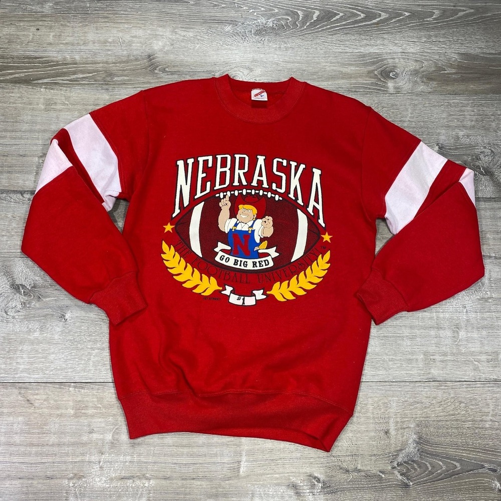 Jerzees Nebraska Cornhuskers Sweatshirt Mens Medium Red Vintage 90s NCAA